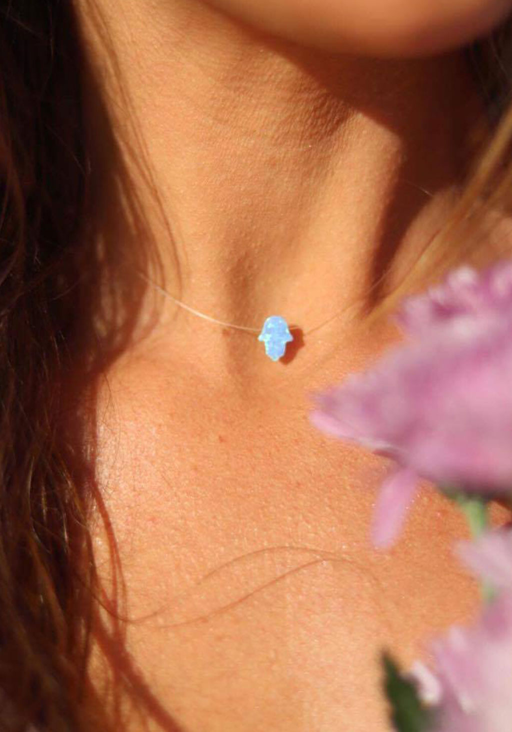Hamsa necklace - opal hamsa necklace - good luck charm - hand of god - blue  hamsa - pink opal - gold hamsa necklace - silver hamsa necklace